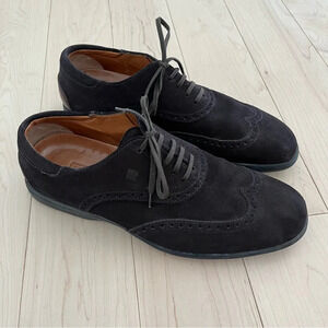 Fratelli Rossetti Black Suede Wingtip Oxfords